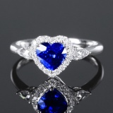 14k Gold 1.41 Ctw Natural Sapphire & Diamond Ring