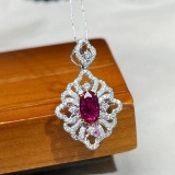 14k Gold 1.54 Ctw Natural Ruby & Diamond Pendant( Without Chain )