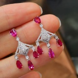 14k Gold 3.00 Ctw Natural Ruby & Diamond Earrings