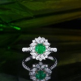 14k Gold 1.77 Ctw Vivid Green Natural Emerald & Diamond Ring/pendant( Without Chain )