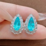 14k Gold 2.77 Ctw Natural Paraiba Tourmaline & Diamond Earrings
