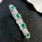 14k Gold 6.11 Ctw Vivid Green Natural Emerald & Diamond Bracelet