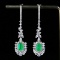 14k Gold 1.96 Ctw Vivid Green Natural Emerald & Diamond Earrings