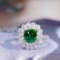 14k Gold 2.46 Ct Vivid Green Natural Emerald & Diamond Ring
