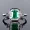 14k Gold 1.08 Ctw Vivid Green Natural Emerald & Diamond Ring