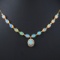 14k Gold 5.78 Ctw Natural Opal & Diamond Necklace