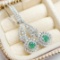 14k Gold 2.62 Ctw Natural Green Diamond & Diamond Earrings