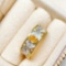 Gia Certified 14k Gold 0.30 Ctw Natural Yellow Diamond & Diamond Ring