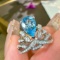 14k Gold 0.75 Ct Natural Aquamarine & Diamond Ring