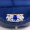 14k Gold 1.25 Ctw Natural Sapphire & Diamond Ring