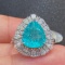14k Gold 3.55 Ctw Natural Paraiba Tourmaline & Diamond Ring