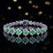 14k Gold 3.55 Ctw Vivid Green Natural Emerald & Sapphire Bracelet