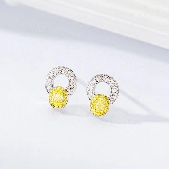 14k Gold 0.34 Ctw Natural Yellow Diamond & Diamond Earrings