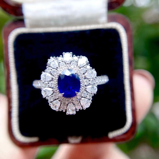 14k Gold 1.93 Ctw Natural Sapphire & Diamond Ring