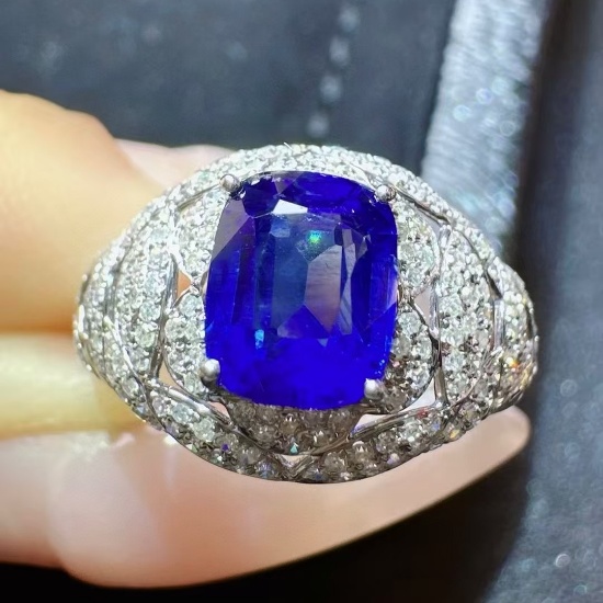 14k Gold 2.19 Ctw Natural Sapphire & Diamond Ring