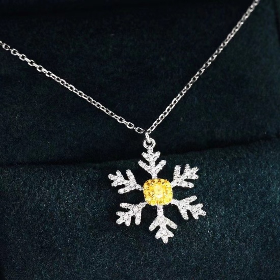 14k Gold 0.3 Ctw Natural Yellow Diamond & Diamond Necklace