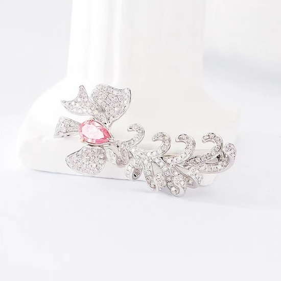 14k Gold 0.65 Ctw Natural Pink Diamond & Diamond Brooch/pendant( Without Chain )