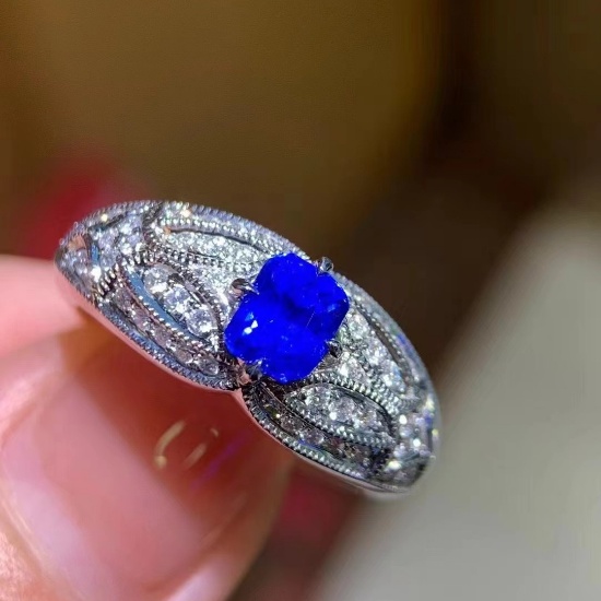 14k Gold 1.38 Ctw Natural Sapphire & Diamond Ring