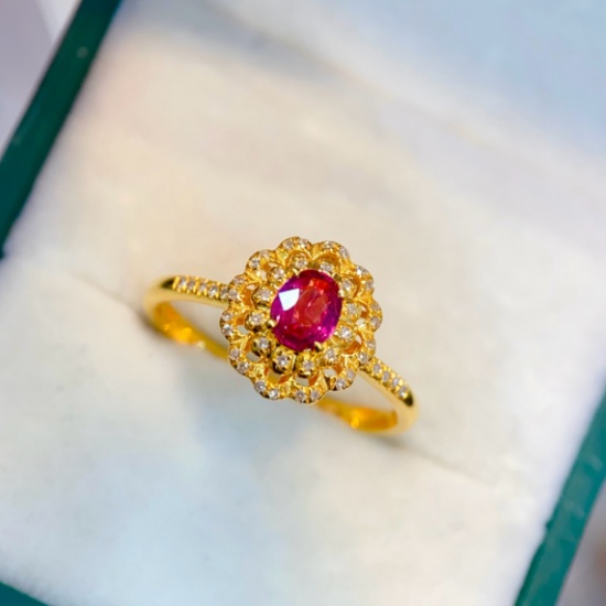 14k Gold 0.55 Ct Natural Ruby & Diamond Ring
