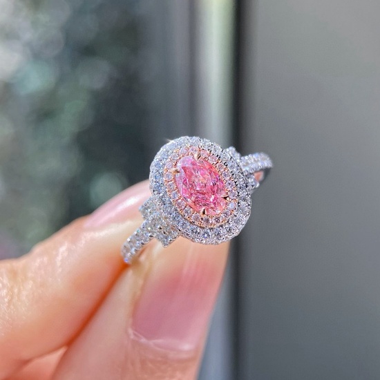Gia Certified 14k Gold 1.11 Ctw Natural Pink Diamond & Diamond Ring