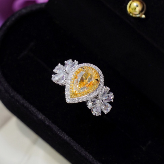 14k Gold 3.17 Ctw Natural Yellow Diamond & Diamond Ring
