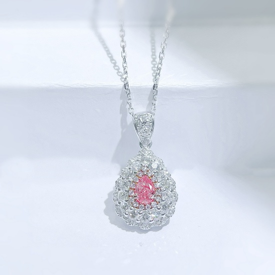 14k Gold 0.62 Ctw Natural Pink Diamond & Diamond Necklace
