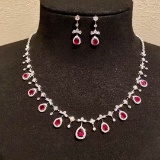 14k Gold 5.74 Ctw Natural Ruby & Diamond Jewelry Set