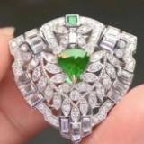 14k Gold 0.85 Ct Natural Emerald & Diamond Cufflink