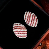 14k Gold 2.88 Ctw Vivid Red Natural Ruby & Diamond Earrings