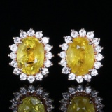 14k Gold 1.56 Ct Natural Sapphire & Diamond Earrings