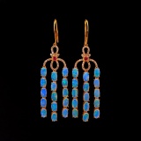 14k Gold 4.40 Ctw Natural Opal & Diamond Earrings