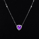 14k Gold 2.24 Ctw Natural Sapphire & Diamond Necklace