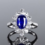 14k Gold 2.94 Ctw Natural Sapphire & Diamond Ring