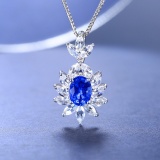 14k Gold 2.40 Ctw Natural Sapphire & Sapphire Pendant( Without Chain )