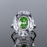 14k Gold 1.66 Ctw Natural Tsavorite & Diamond Ring
