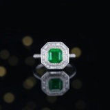14k Gold 1.99 Ctw Vivid Green Natural Emerald & Diamond Ring/pendant( Without Chain )