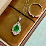 14k Gold 2.39 Ctw Vivid Green Natural Emerald & Diamond Ring/pendant( Without Chain )