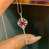 14k Gold 0.93 Ctw Natural Sapphire & Diamond Pendant( Without Chain )