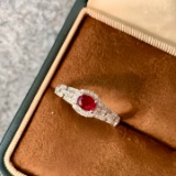 14k Gold 0.78 Ctw Vivid Red Natural Ruby & Diamond Ring