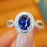 14k Gold 1.42 Ctw Natural Sapphire & Diamond Ring