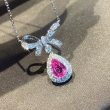14k Gold 1.2 Ctw Natural Sapphire & Diamond Necklace