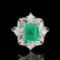 14k Gold 3.23 Ctw Natural Emerald & Diamond Ring