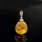 14k Gold 11.362 Ctw Natural Citrine & Diamond Pendant( Without Chain )