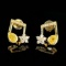 14k Gold 0.52 Ctw Natural Yellow Diamond & Diamond Earrings