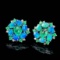 14k Gold 1.2 Ct Natural Emerald & Opal Earrings