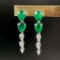 14k Gold 4.59 Ctw Natural Emerald & Diamond Earrings