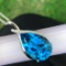 14k Gold 24 Ct Natural Topaz & Diamond Pendant( Without Chain )