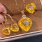 14k Gold 11 Ct Natural Citrine & Diamond Jewelry Set