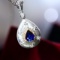 14k Gold 0.60 Ctw Natural Sapphire & Diamond Pendant( Without Chain )