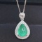 14k Gold 2 Ct Natural Emerald & Diamond Pendant( Without Chain )